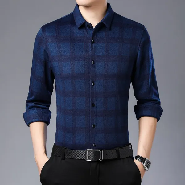 벨라루티 심플 베이직 체크 모직 셔츠 데일리