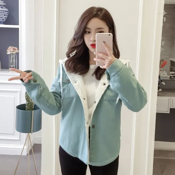 무한마켓 여학생코트 동년배 13 중학교 여자 램스울 두꺼운 융털 겹 여성 겨울 가을