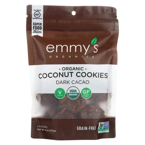 EMMYS Organic Dark Cacao Macaroons 6 OZ Emmy's Organics Dark Cacao Macaroons 170.1g, nullSET