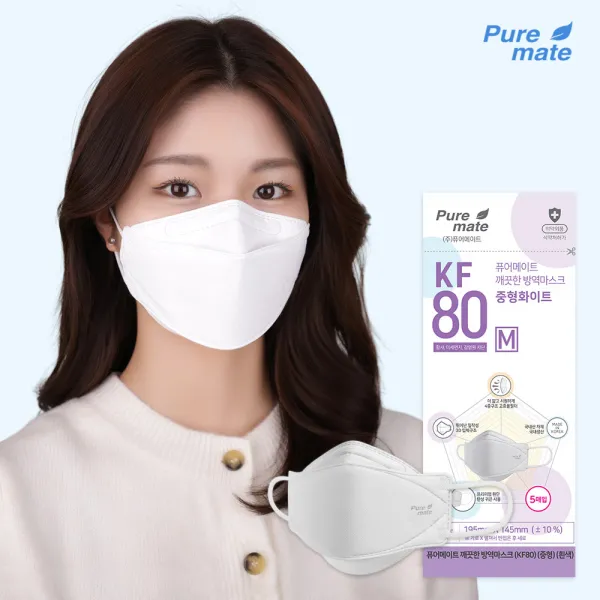 퓨어메이트 KF80 중형, 5개입, 6개, 화이트