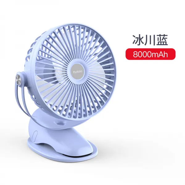 우박 충전 소풍선 선풍기 스몰 학생 소 usb 대형 풍력 충전식 대용량 미니 기숙사 사무실 탁상 정음 침대 가정용, 빙하 블루 8000앵콜 충전 업그레이