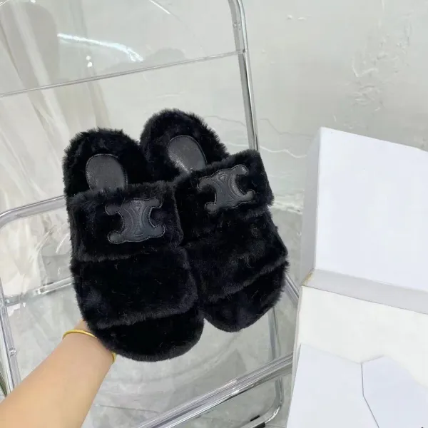 No Brand 실내털슬리퍼 보온성까지 겸비한 여성 아우터용 모직후저슬리퍼