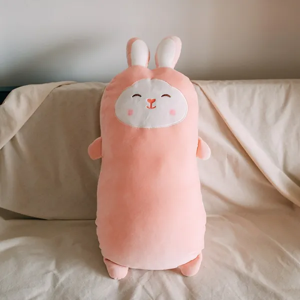 대형 큰 핑크 토끼 인형 껴안는 성인 애착 베개, 곁눈질 웃기