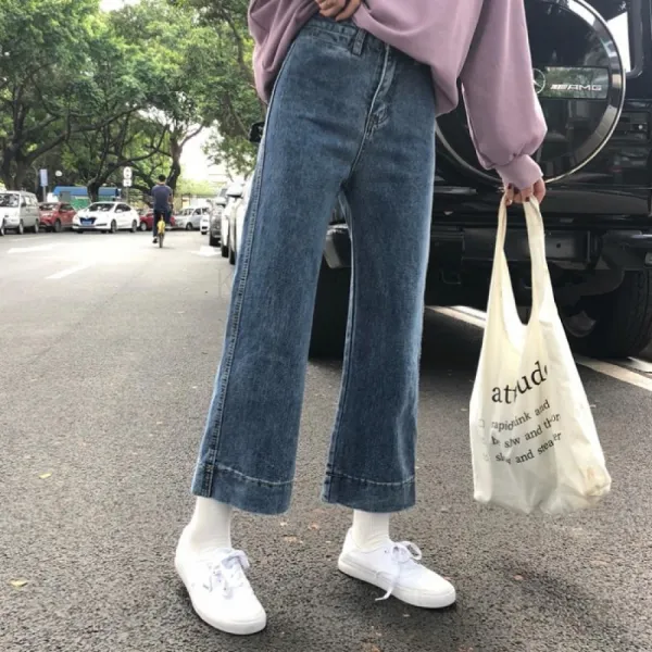 kirahosi 여자 학생 봄 하이웨이스트 트렌디 데님 팬츠 962호+덧신증정 ADputwlw