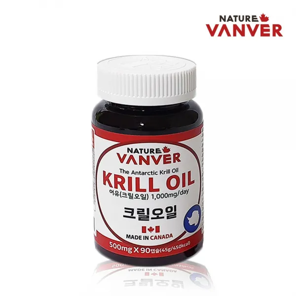 네이처밴버 크릴오일 100% 아스타잔틴 인지질 EPA+DHA 비타민E 혈관 혈행 뇌 세포 개선 관리 캐나다산, 90개, 0.5g