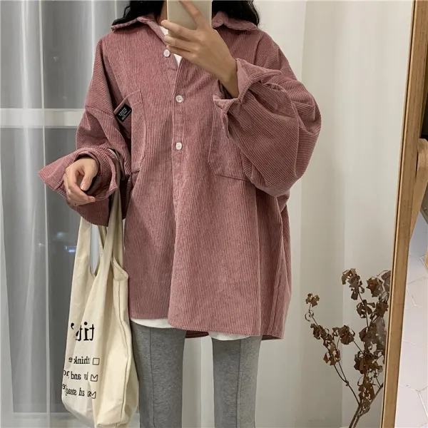 지비천사 가을 겨울 베이직 코듀로이 여성 골덴 셔츠 남방 JE