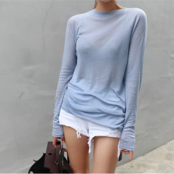 다올 2019 여성 가을 단색 긴 소매 T 셔츠