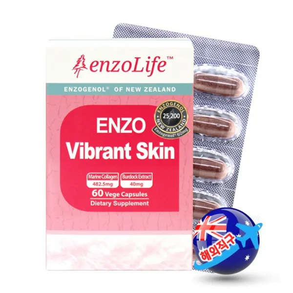 엔조라이프 바이브란트스킨 마린콜라겐 482.5mg 60베지캡슐 우엉추출물 엔조제놀 비타민C 저분자피쉬콜라겐 해양콜라겐, 1개