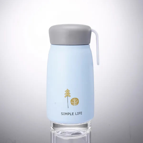 보온컵 여성 휴대용 심플 큐트 물컵 하라주쿠 프레쉬 학생 센 계 커플컵, 블루
