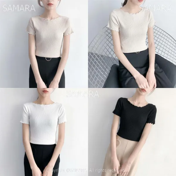 Qterra 특허브랜드 J9006 얇은 여자 반팔티 티셔츠 슬림핏 무지 아이스