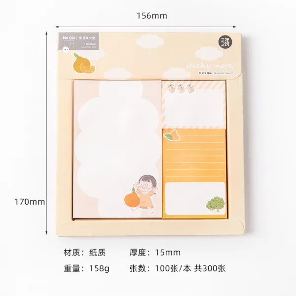 [요요중국]JUJIA8 3 학년 2 학년 각서 학생용 스티커 메모는 강력하고 찢어 질 수 있습니다., 단일옵션, 02. 오렌지 -3 개