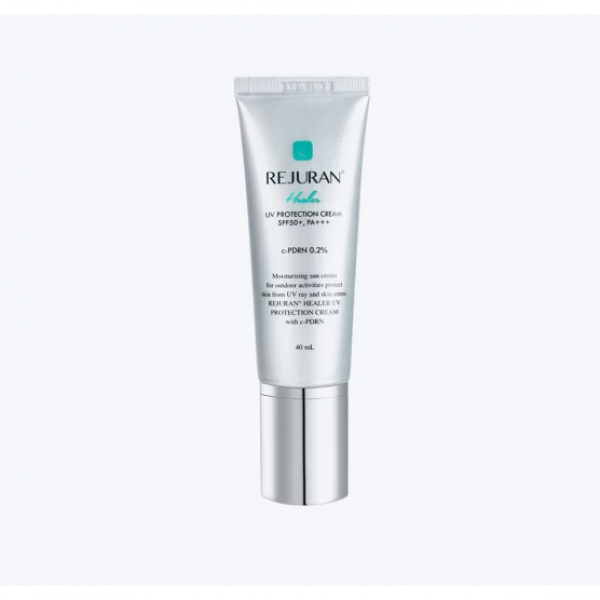 REJURAN 리쥬란 힐러 UV 프로텍션 크림40ml spf50+pa+++, 어둠속에서도 빛나는 광채 선크림, 밀착되는 백탁제로 ,피부톤 피부탄력 개선 ,진정 촉촉 케어, 무색, 1개