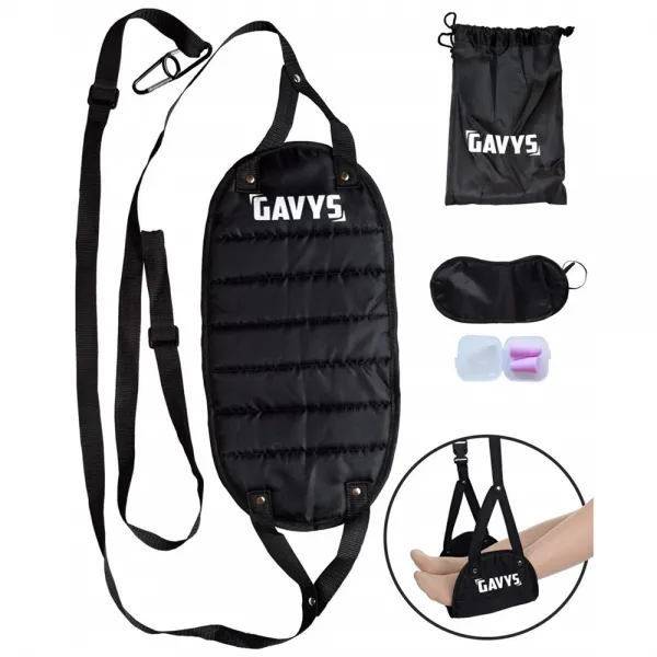 GAVYS 보너스 여행 액세서리가 포함 된 완전 조절 식 비행기 발판 해먹 수면 마스크 귀마개 | 컴퓨터 사무실 책상 아래에서 사용하기에도 편안합니다 발 붓기 방지 및 편안함 극대화 인체 공학적 받침대