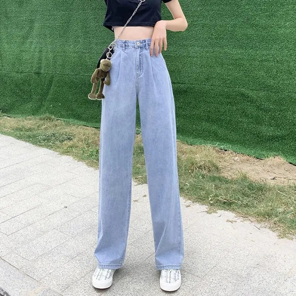 에스샵 키작은 데님팬츠 여름 하이 웨이스트 트랙 얇고 곧게 통 큰 다리 노친아 현아 질질 끌려