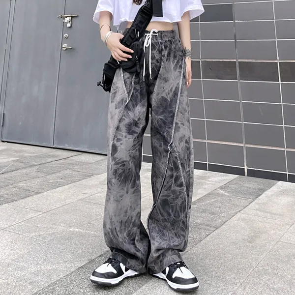 이크레 타이다이 와이드 밴딩 팬츠