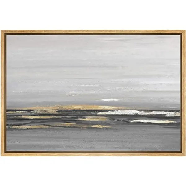 상징적 인 프레임 캔버스 벽 아트 골드 및 화이트 인쇄 추상 브러시 캔버스 프린트 홈 아트 장식 거실 침실 24 24" X 36" Natural Sky 2009 M31