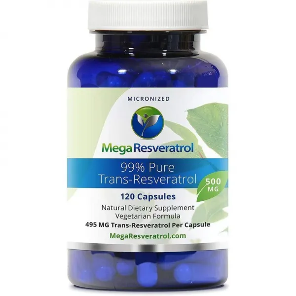 미국직구 Mega Resveratrol 제약 등급 99 % 순수 분리 물 미분화 트랜스-레스베라트롤 120 베지 캡슐 캡슐 당 500mg. 순도 인증. 부형제 (일명 비활, 1set, 상세참조