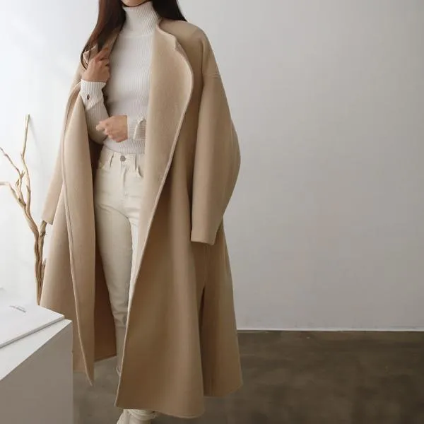노카라 모직 코트 1043346 OUTER 모직 울코트 블랙 Black 브라운 Brown 아이보리 Ivory 오피스