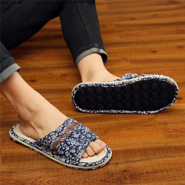 순면 기예 두꺼운 삼층 천의 스리퍼 목 바닥재 마루 타일 소프트 밑창 여성 하우스 봄가을