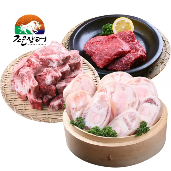 정읍산외한우마을 한우사골 우족 잡뼈 도가니 스지 국거리 4kg외(옵션선택), 1세트, 사골2kg+잡뼈2kg+도가니200g