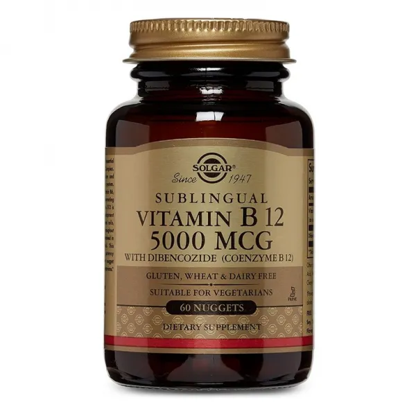 Solgar 솔가 비타민B12 시아노코발라민 5000mcg 60너겟츠 악성빈혈 브레인포그, 1mg, 2개