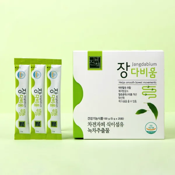 진비책 장다비움 100g(5g x 20포) 차전자피 식이섬유 녹차 추출물 2중 기능성 건강기능식품, 20포, 5g