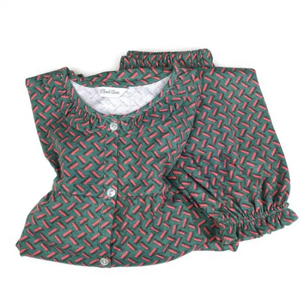 양면 여성잠옷 상하세트 그린/간절기~겨울잠옷