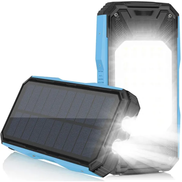 태양 충전기 26800mah 휴대용 힘 은행 유에스비 c pd 18w 빨리 로 과격파 밝은 2 손전등 그리고 60 leds 패널 빛 방수 외부의 배터리 팩 를 캠핑, Black