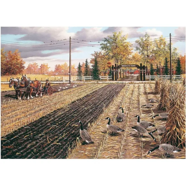 River 's Edge Products 틴 1000 개 조각 그림 맞추기 28 x 20 인치 성인과 어린이를위한 퍼즐-가을 쟁기질, 단일옵션, 1