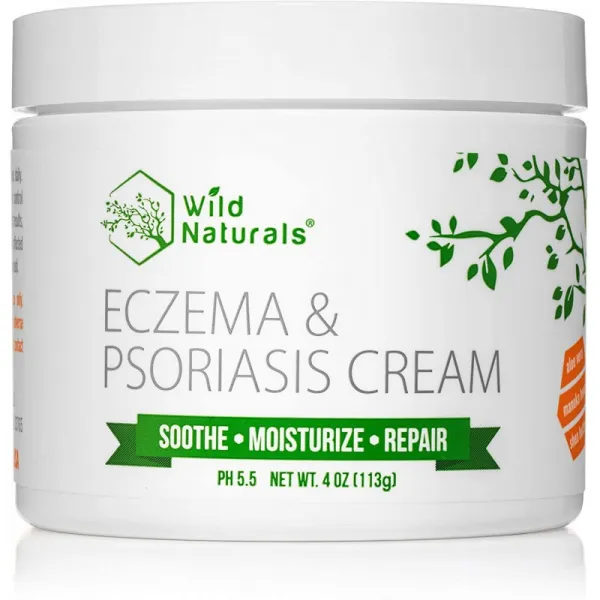 Wild Naturals Eczema Phoriasis Cream - 건성 자극성 피부용 천연 15-in-1 로션 진정 수분 공급 및 적신성의 외관을 눈에, 1