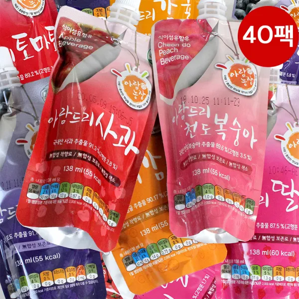 아람농장 아람쥬스 천도복숭아 138mlX40팩 어린이주스 아기주스 어린이음료, 1개