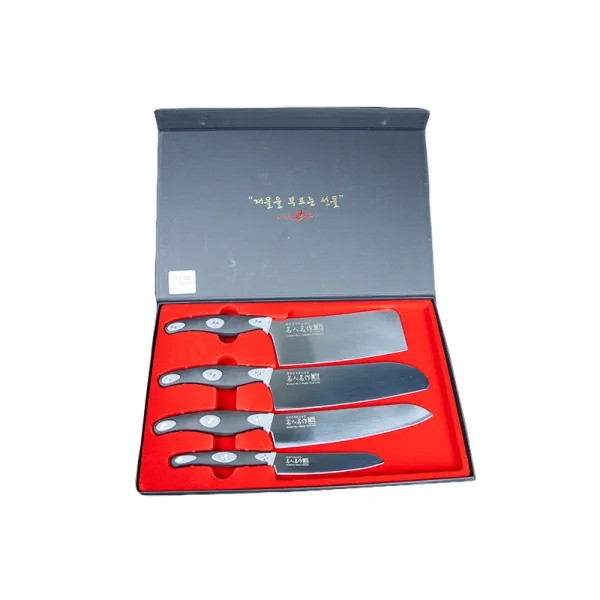 키치니스 수제 명품 부엌 주방 칼세트 식칼 가위, 4p(산토구식도+셰프식도+과도+중식도)