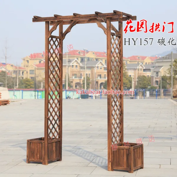 전원 주택 정원 꾸미기 장미 지지대 옥상 마당 테라스 나무 담장 화단 울타리 정원문 나무 펜스 아치, HY-157 버킷 아치, 천 봉투 포함 + 큰 사이즈