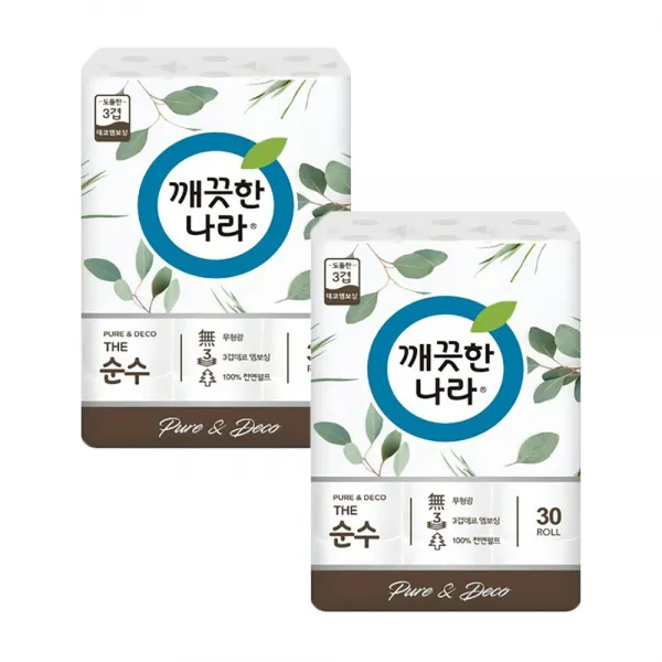 깨끗한나라 더순수 3겹 30롤 X 2팩 화장지 휴지 무료배송