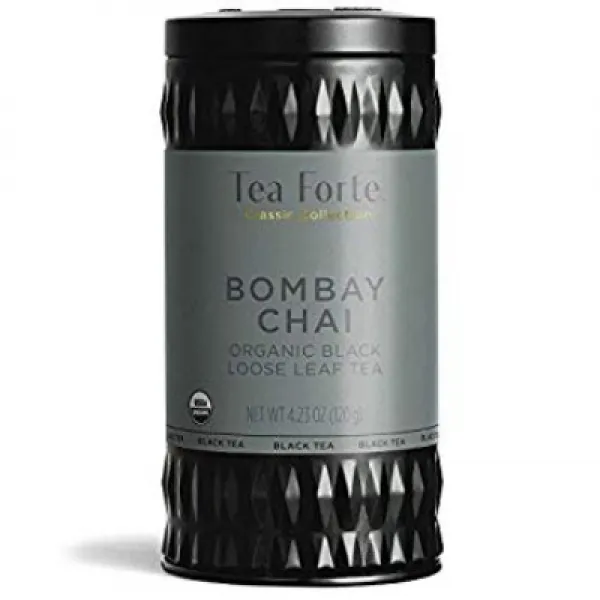 차 포르테 홍차 봄베이 차이 Bombay Chai 느슨한 차 용기 Loose Tea Canister Bombay Chai Tea Forte Organic Black T 1set