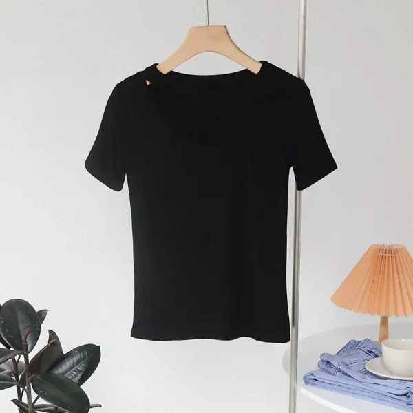 여자반팔티셔츠 크린랩 코디가잘되는 여름 여성의류 컬러라운드카라 쇄골노출 반팔 풀오버 T도매업을 5463