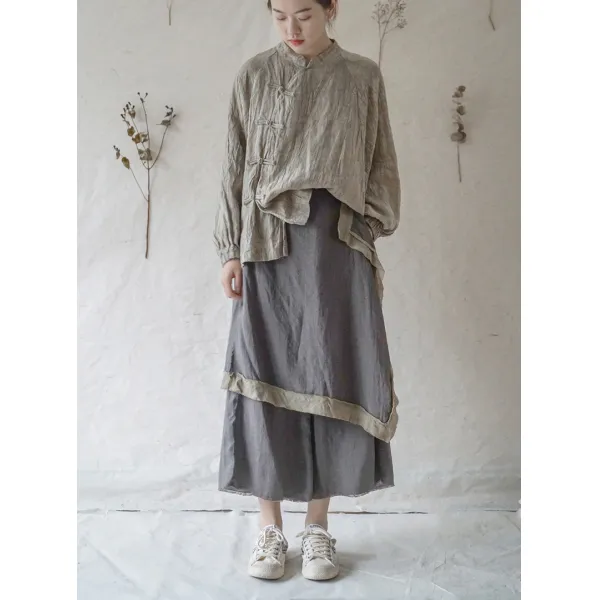 일자통바지 엔틱 자녀 한 원소 모시메리 슬림핏 드렌드 클래식 언발란스 블러킹스커트 어부 3468161595