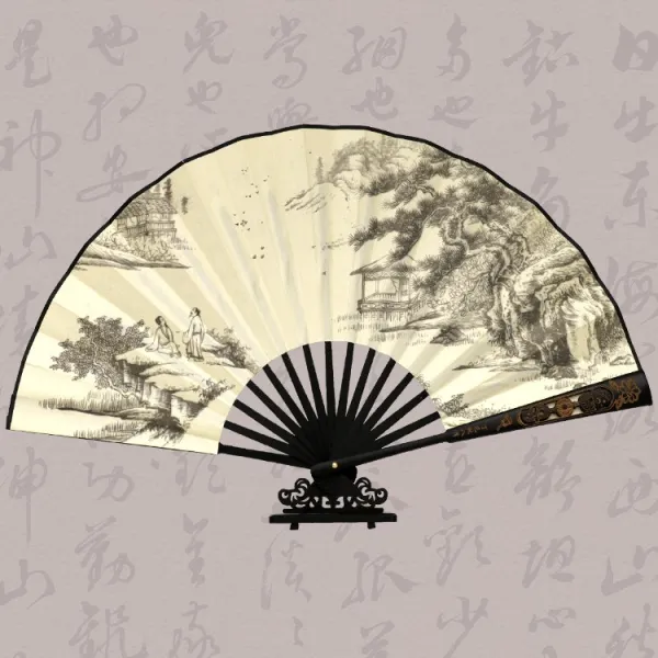 서 부채부채 접부채 고풍 중 국풍 조각 펀칭 남 패기 견포 부채 복 고전 한복, 며 아양을 떨다 공부하고 노예 투조판