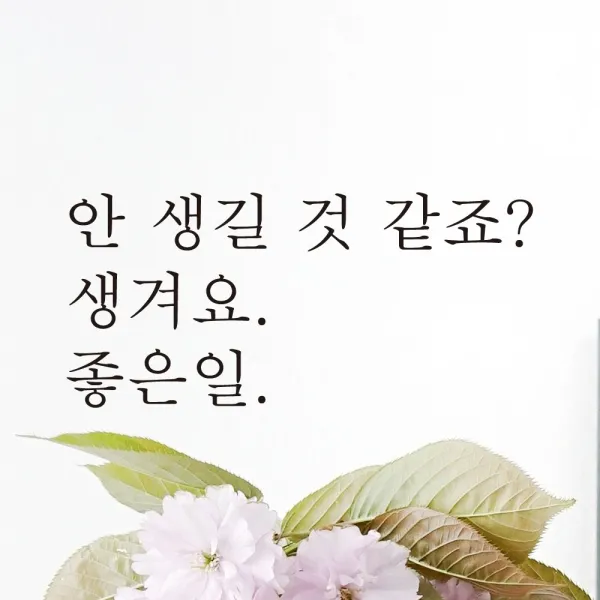 모노먼트 한글 감성 레터링 스티커 - 안 생길 것 같죠 생겨요 좋은일, 흰색