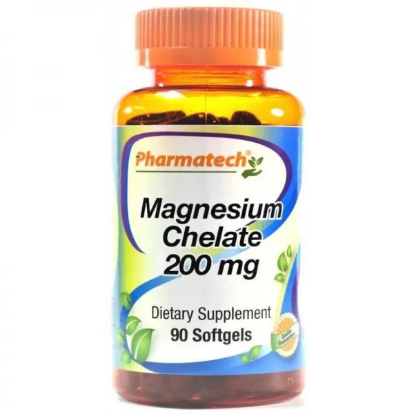 Pharmatech® 마그네슘 킬레이트 200mg 고 흡수 마그네슘 100 % 킬레이트 화 수면 개선 스트레스 해, 1, 단일상품