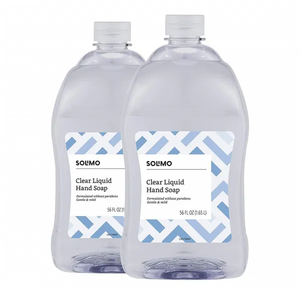 Solimo 솔리모 Clear Liquid Hand Soap 젠틀앤 마일드 핸드소프 리필56 fl.oz(1656ml) 2팩, 1세트