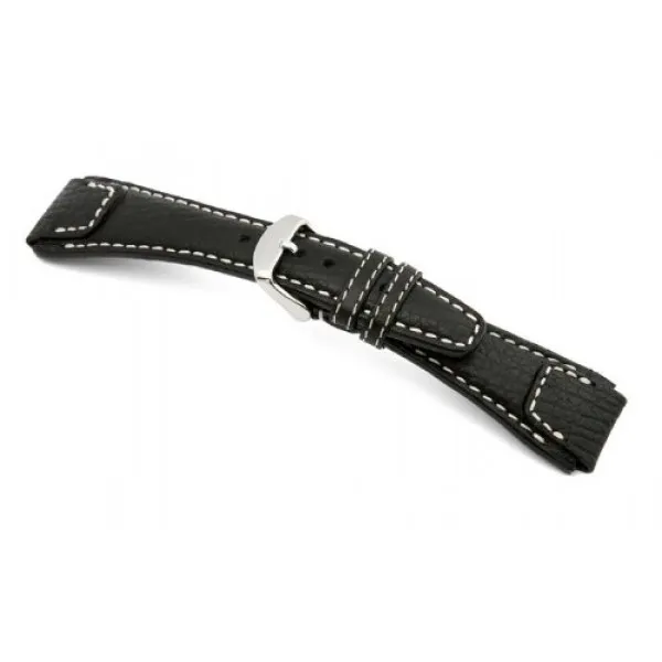 [독일구매대행] RIOS1931는 22mm 폭 자연 Bueffelleder 블랙 스트랩 손목 시계