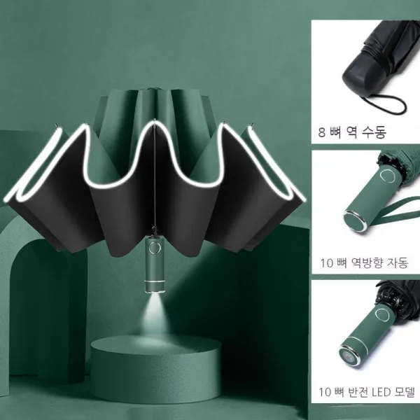 전자동 역우산 반사백사이드 LED 라이트 양산여 자외선 차단