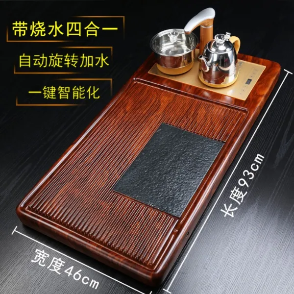 흑단나무 차판 우드 퇴수 전통 다도 세트 녹차 보이차, 배무늬가 간결하고 우아하다(대전기로)개