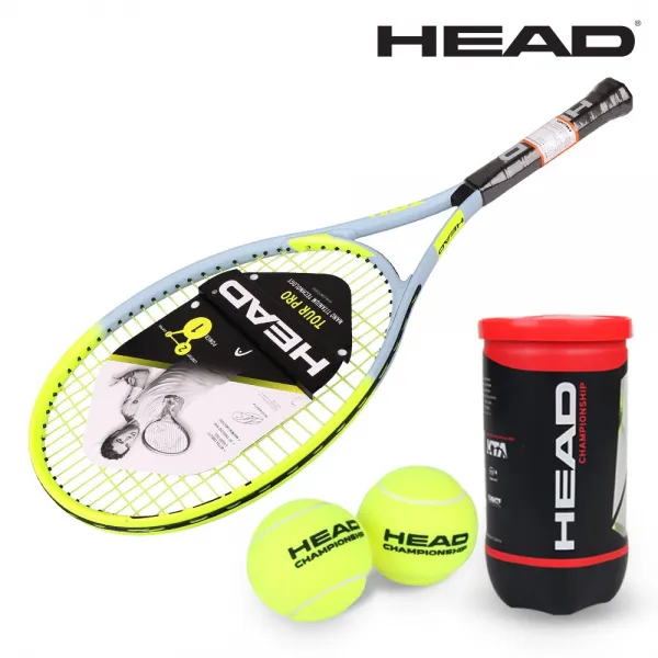 HEAD 헤드 테니스 라켓 투어 프로 TOUR PRO STR (라임그레이)+헤드 테니스캔볼(챔피온쉽2입)