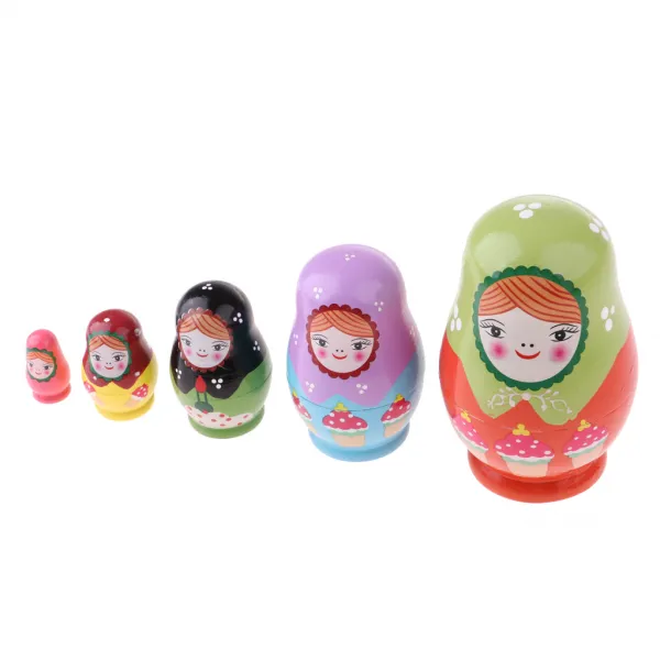 STK인형 애들을위한 5pcs 나무 러시아어 중첩 인형 matryoshka 선물 - 크림
