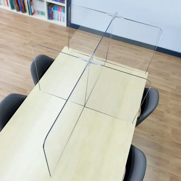 주식회사집현전 식탁 가림판 폴리카보네이트5T - 4인용 칸막이 십자결합형 한쪽개방, 높이500