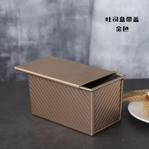 제빵소도구 토스트 몰드 450그램 덮개포함 공구 토스트상자 베이킹 오븐 가정용, T04-금 물결 토스트 틀(덮개포함)+오일브러쉬+효모