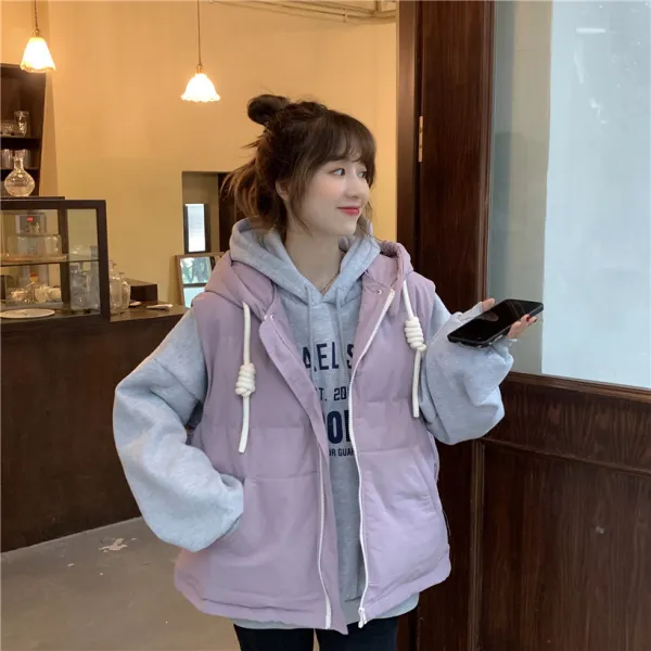 684번 패딩 조끼 여전용 루즈핏 후드 추동 스몰 나그랑 아우터 동가후겨울Z