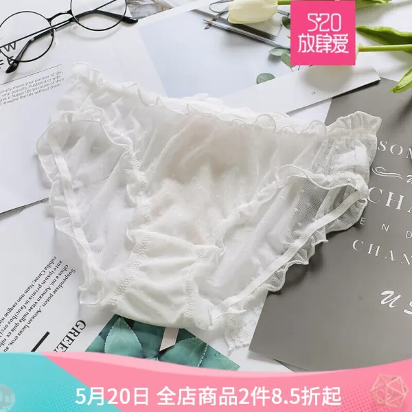 ◆ 백 센스 란제리 망사 팬티 여성스러움 뒤쪽 힙 리본 취향 귀여운 소녀 가방 편안함 차돌피 화이트 M, 단일상품